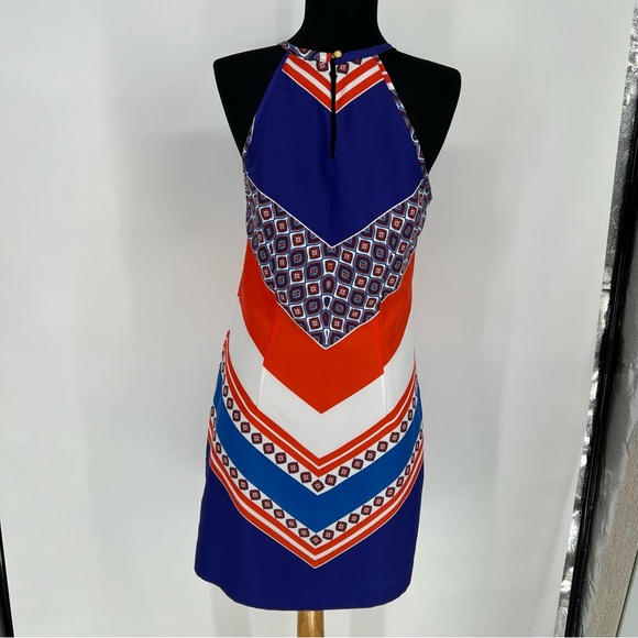 Banana Republic Orange White‎ and Blue Halter Shift Dress Warm Combo SZ 2 - Picture 9 of 15